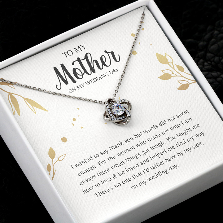 My Mother on Wedding Day Love Knot Necklace Gift Box With Message Card
