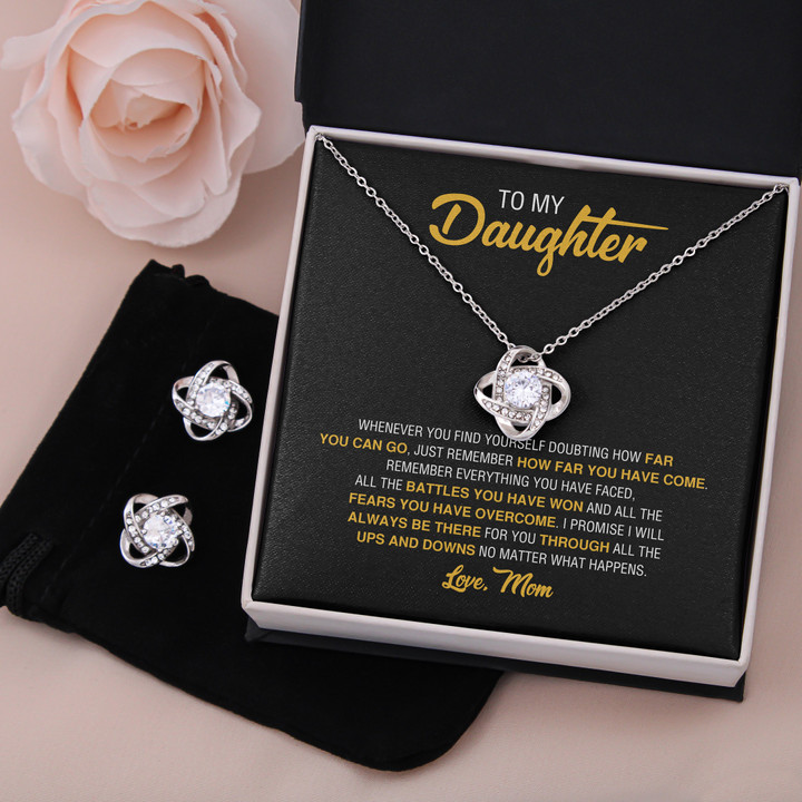 To My Daughter 02 Love Knot Necklace Gift Box With Message Card