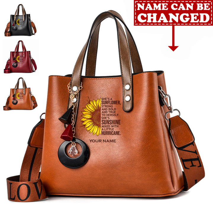 Personalized Be A Sunflower Luxury Leather Women Handbag
