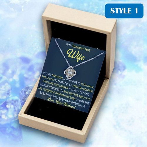 To My Smokin' Hot Wife Necklace With Message Card