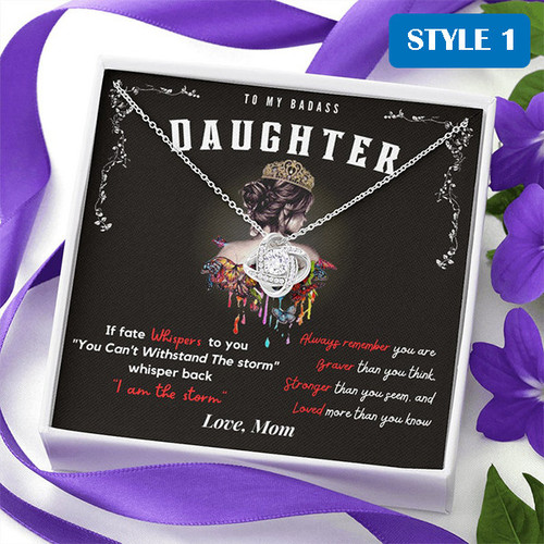 To My Badass Daughter Necklace With Message Card