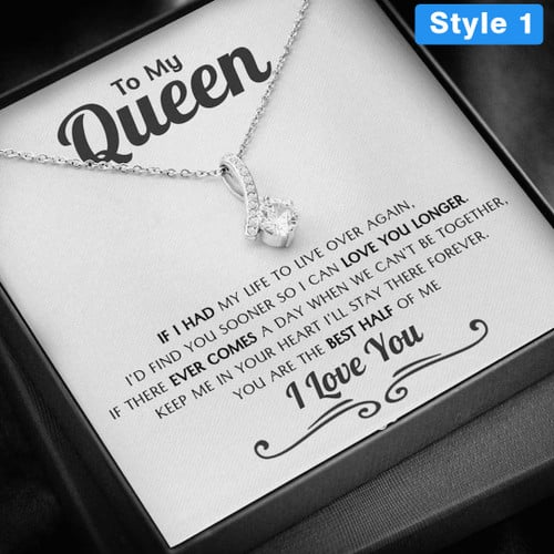 To My Queen Necklace With Message Card