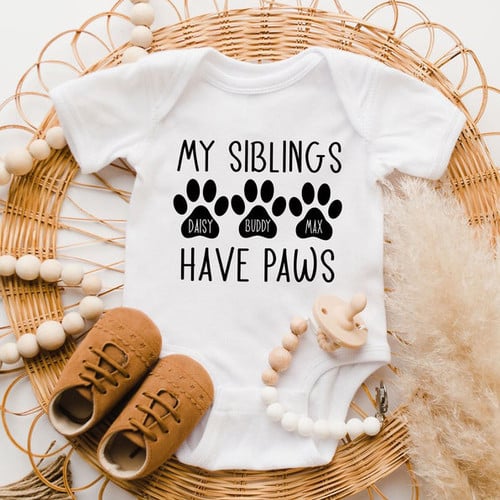 My Siblings Have Paws Personalized Onesie