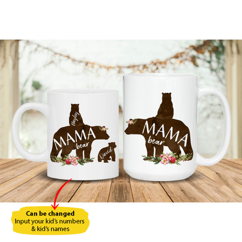 Mama Bear With Cubs Personalized Mug