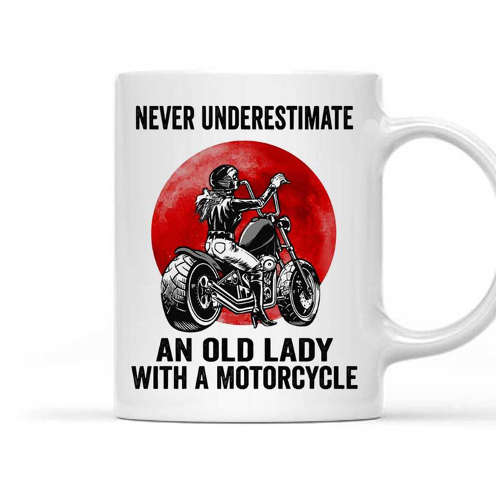 Never Underestimate An Old Lady With Motorcycle Blood Moon Mug
