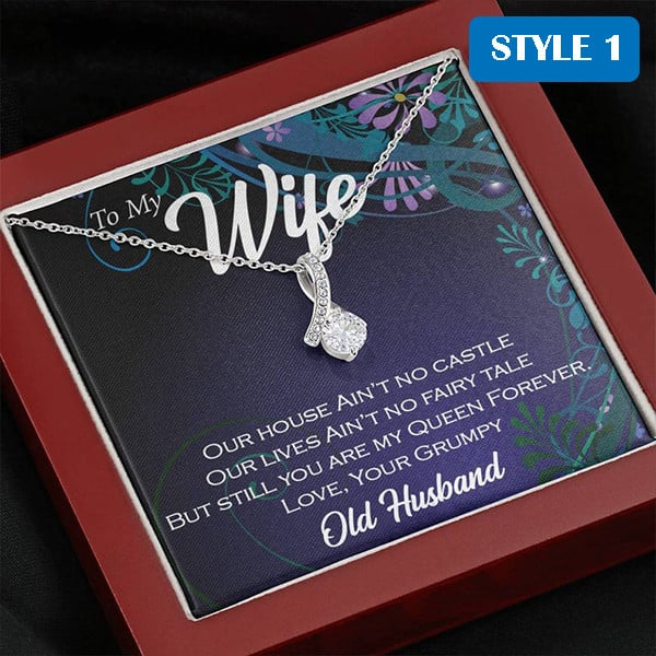 To My Wife From Old Husband Necklace With Message Card