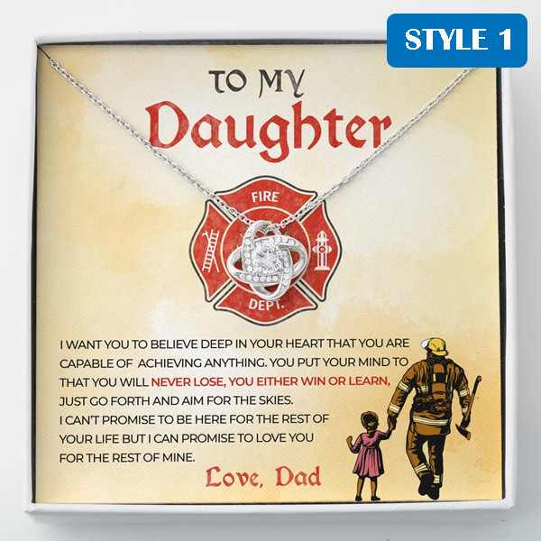 To My Beautiful Daughter From Firefighter Dad Necklace With Message Card