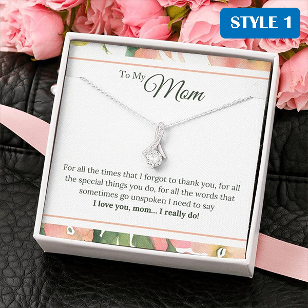 To My Mom I Love You Mom Necklace With Message Card
