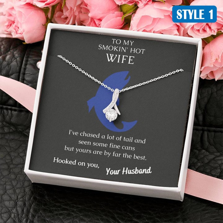 To My Smokin Hot Wife Gift From Husband - Necklace With Message Card