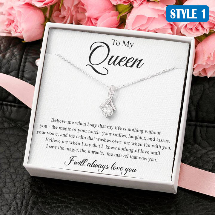 To My Queen Gift For Wife Gift For Girlfriend - Necklace With Message Card