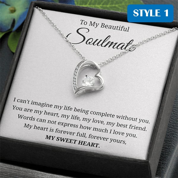 To My Beautiful Soulmate Meaningful Gift For Wife For Girlfriend - Necklace With Message Card