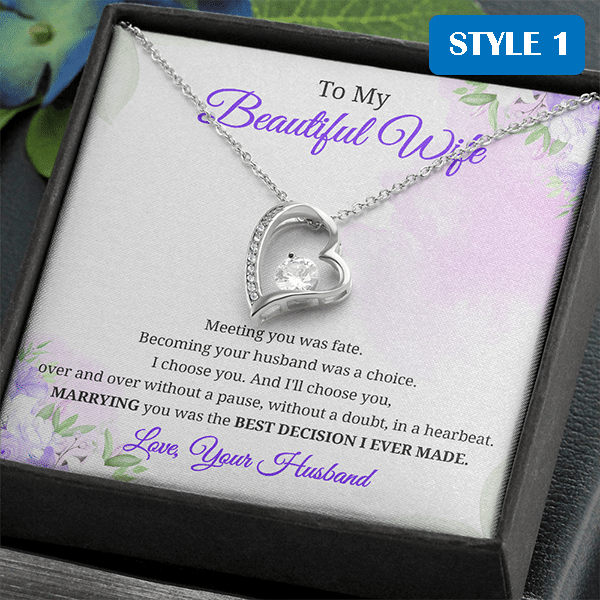 To My Beautiful Wife Meaningful Gift For Wife - Necklace With Message Card