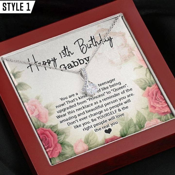Happy 13th Birthday Personalized Necklace With Message Card
