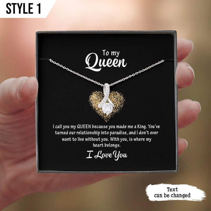 To My Queen I Call You My Queen Because You Made Me A King Personalized Gift For Wife- Necklace With Message Card