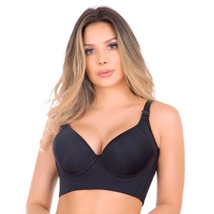 🎁 Women's Deep Cup Bra Hide Back Fat Full Back Coverage Push Up Bra With Shapewear Incorporated