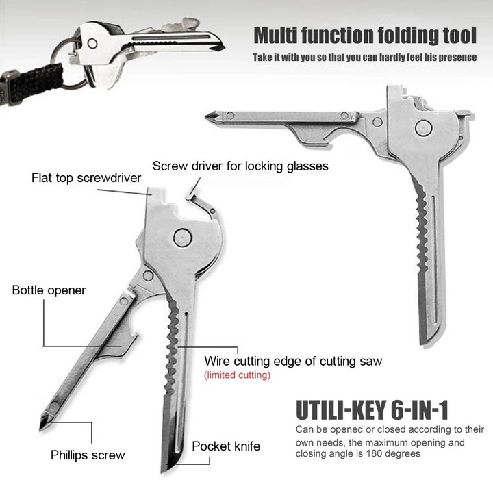 🔑 6-in-1 Multi-Functional Keychain Multi Tool