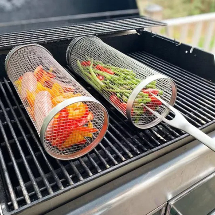 BBQ Outdoor Grill Net /Barbecue Stainless Steel Wire Mesh Cylinder