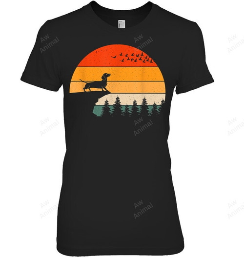 Dachshund Weiner Dog Sunset Retro Style Women Tank Top V-Neck T-Shirt