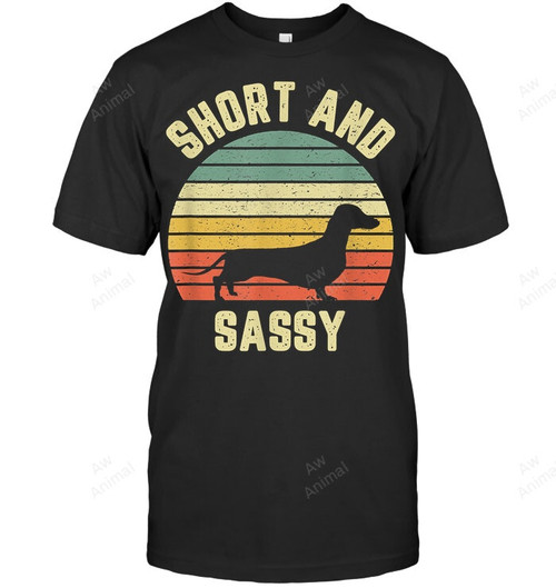 Vintage Dachshund Funny Weiner Dog Short And Sassy Men Tank Top V-Neck T-Shirt