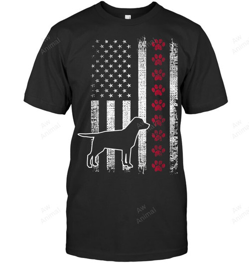 Retro Vintage American Flag Labrador Dog 4th Of July Sweatshirt Hoodie Long Sleeve Men Women T-Shirt