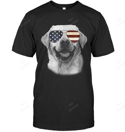 Labrador Dog With Usa Flag Sunglasses Sweatshirt Hoodie Long Sleeve Men Women T-Shirt