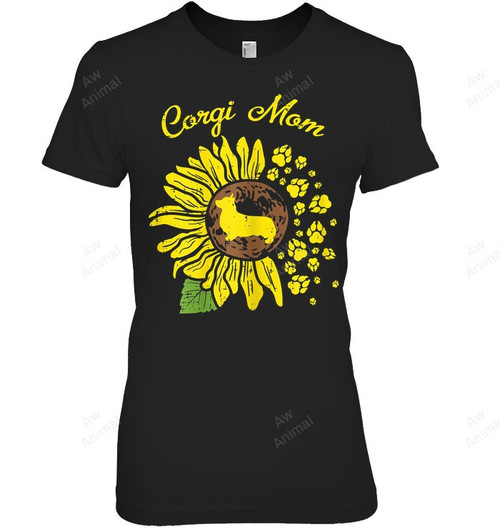S Welsh Corgi Mom Sunflower Paw Pet Dog Lover Owner Women Sweatshirt Hoodie Long Sleeve T-Shirt