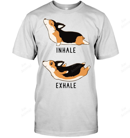 Inhale Exhale Yoga Tri Color Corgi Sweatshirt Hoodie Long Sleeve Men Women T-Shirt