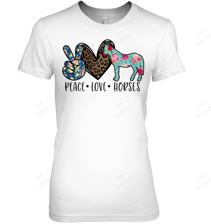 Peace Love Horses Women Tank Top V-Neck T-Shirt