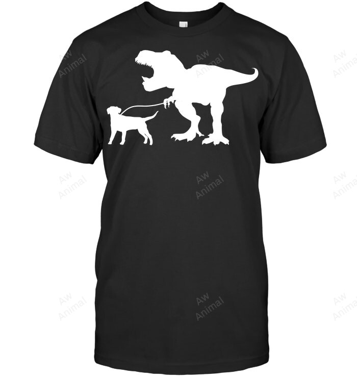 T Rex Dinosaur Walking Labrador Retriever Dog Walker Sweatshirt Hoodie Long Sleeve Men Women T-Shirt