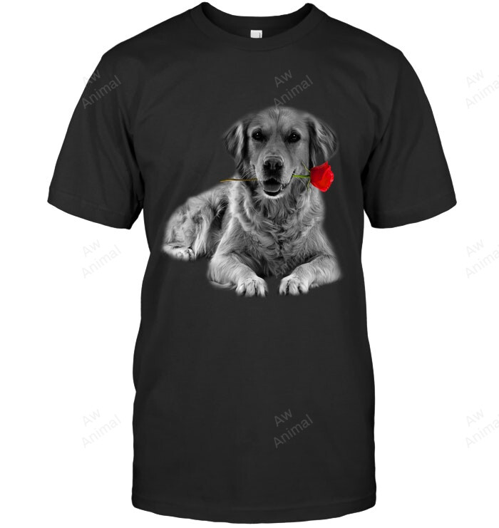 Labrador Retriever Biting Rose Sweatshirt Hoodie Long Sleeve Men Women T-Shirt