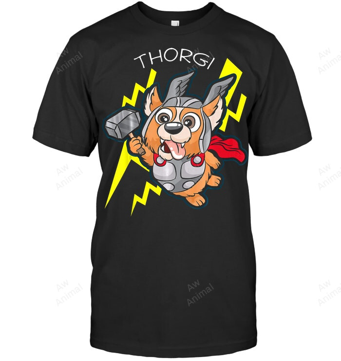 Thorgi Corgi Thor Thunder Lightning Cartoon Sweatshirt Hoodie Long Sleeve Men Women T-Shirt
