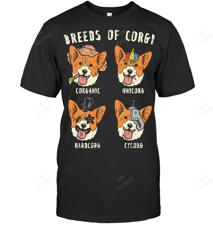 Breeds Of Corgi Sweatshirt Hoodie Long Sleeve Men Women T-Shirt