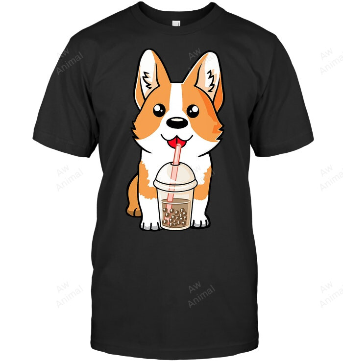 Boba Tea Corgi Dog Puppy Lover Kawaii Japanese Anime Sweatshirt Hoodie Long Sleeve Men Women T-Shirt