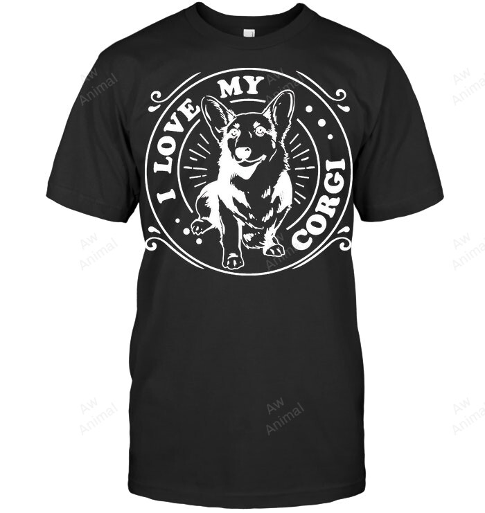 I Love Corgi Dog Lover Doggy Pet Puppy Paw Sweatshirt Hoodie Long Sleeve Men Women T-Shirt