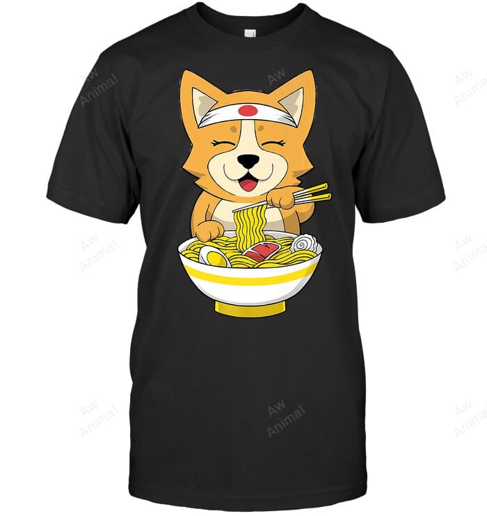 Corgi Eating Noodle Japan Style Sweatshirt Hoodie Long Sleeve Men Women T-Shirt