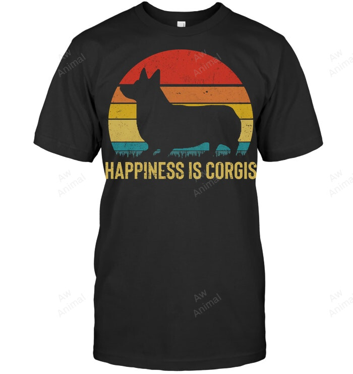 Happiness Is Corgis Sweatshirt Hoodie Long Sleeve Men Women T-Shirt