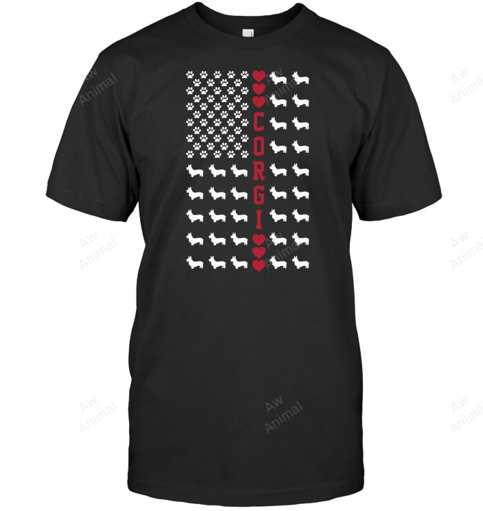 Corgi Love As American Flag Sweatshirt Hoodie Long Sleeve Men Women T-Shirt