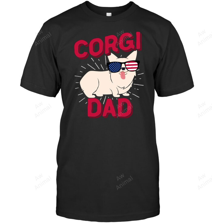 Corgi Dad Wearing American Glass Men Sweatshirt Hoodie Long Sleeve T-Shirt