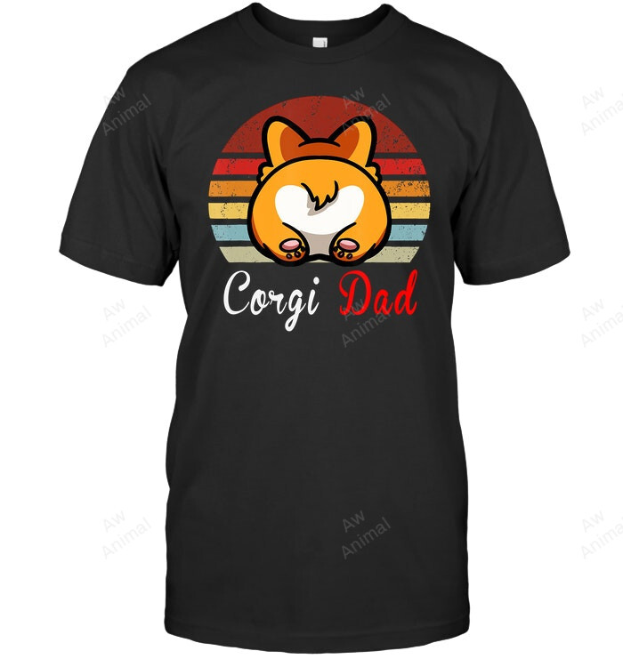 Vintage Retro Corgi Dog Dad Men Sweatshirt Hoodie Long Sleeve T-Shirt