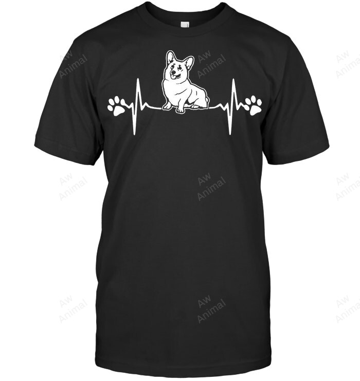 Heartbeat Corgi With Paws Sweatshirt Hoodie Long Sleeve Men Women T-Shirt