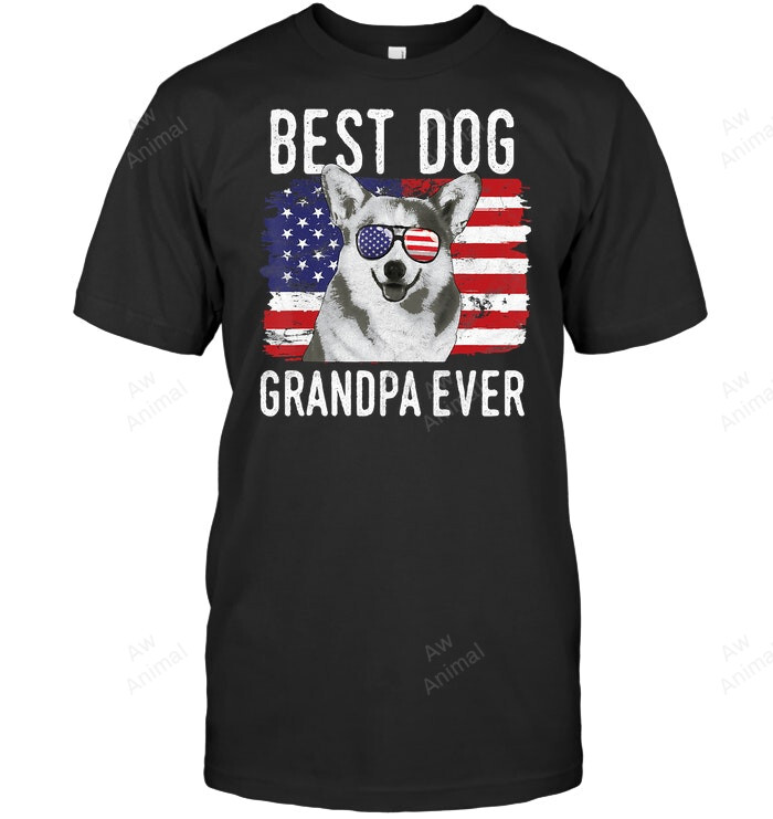 American Flag Best Dog Grandpa Ever Cardigan Welsh Corgi Sweatshirt Hoodie Long Sleeve Men Women T-Shirt