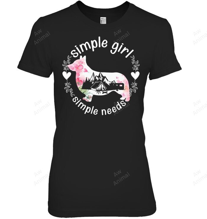 Simple Girl Simple Needs Camping Corgi Lover Women Sweatshirt Hoodie Long Sleeve T-Shirt
