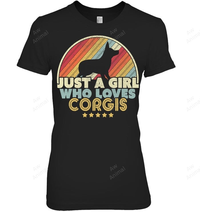 Just A Girl Who Loves Corgis Vintage Women Sweatshirt Hoodie Long Sleeve T-Shirt