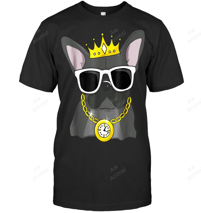French Bulldog Cool Wearing Crown Frenchie French Bulldog Sweatshirt Hoodie Long Sleeve Men Women T-Shirt