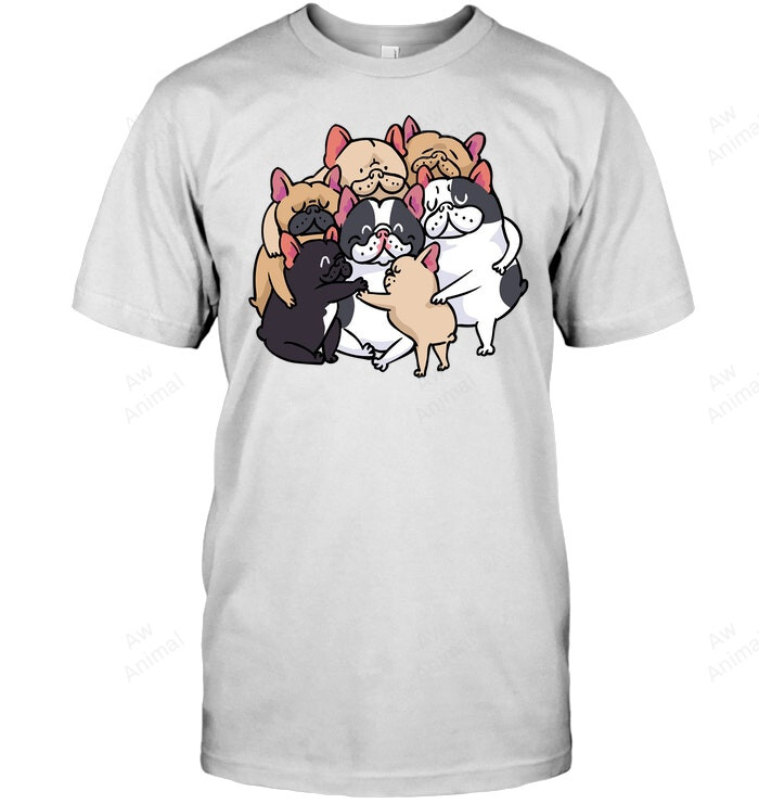French Bulldogs Group Hug Sweatshirt Hoodie Long Sleeve Men Women T-Shirt