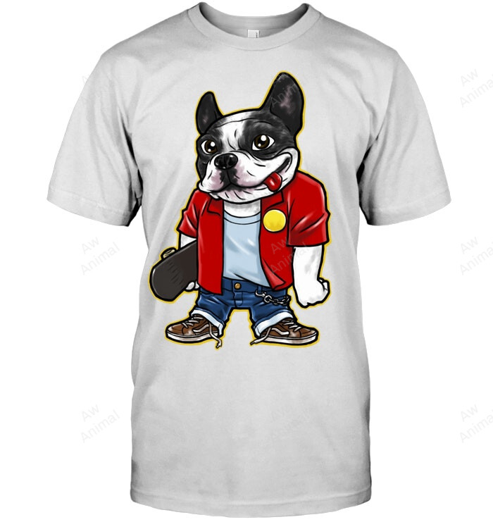 Skater Bulldog Frenchie French Bulldog 20 Sweatshirt Hoodie Long Sleeve Men Women T-Shirt
