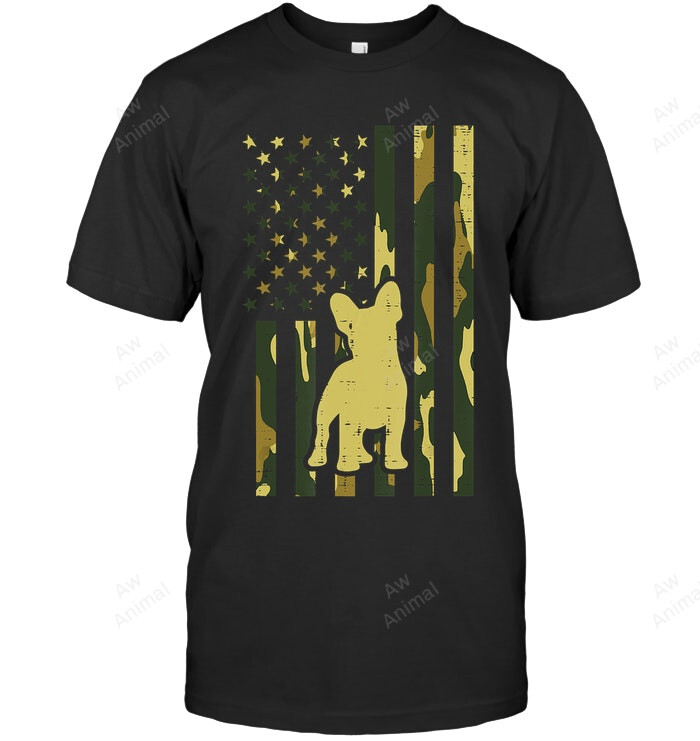 Camo Us Flag French Bulldog Frenchie Patriot Dog Lover Sweatshirt Hoodie Long Sleeve Men Women T-Shirt