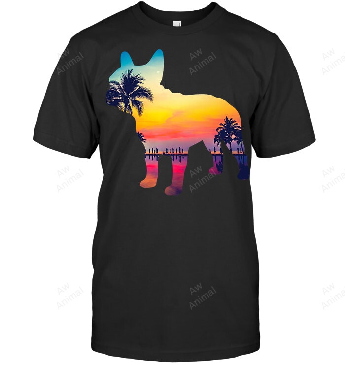 French Bulldog Sunset Beach Sweatshirt Hoodie Long Sleeve Men Women T-Shirt
