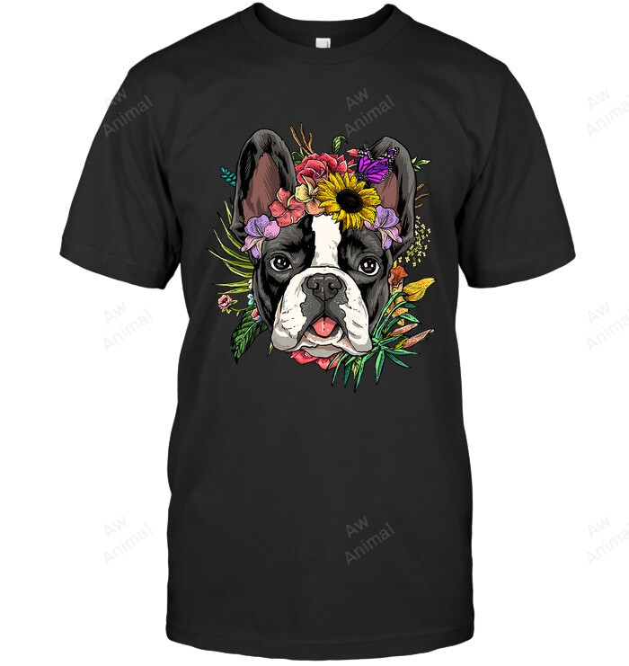 Floral French Bulldog Dog Spring Nature Dog Lovers Sweatshirt Hoodie Long Sleeve Men Women T-Shirt