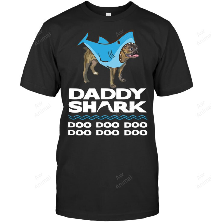 Daddy Shark Frenchie French Bulldog Men Sweatshirt Hoodie Long Sleeve T-Shirt